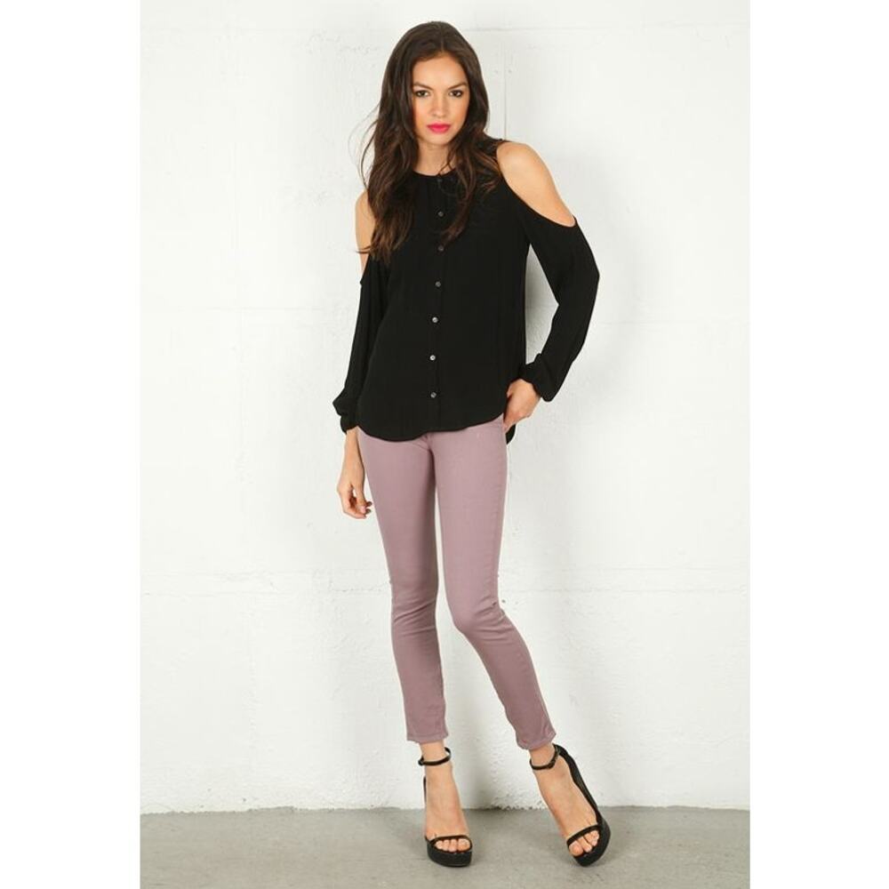 Rag & Bone Revolve Zipper Crop Ankle Capri Plum Fade Lavender Stretch Jeans 28